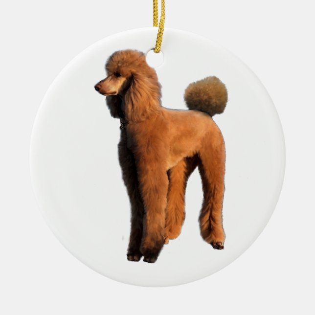 red poodle ceramic ornament (Front)