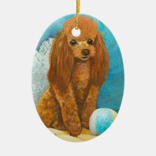 Red Poodle Puppy Portrait Ornament