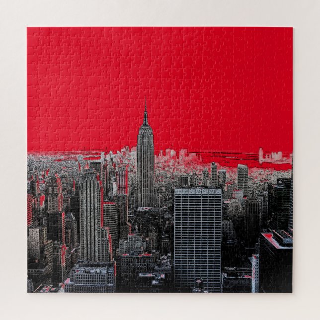 Red Pop Art New York City Manhattan Jigsaw Puzzle (Vertical)