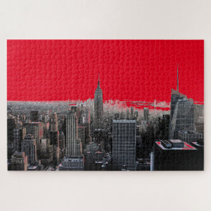 Red Pop Art New York City Manhattan Jigsaw Puzzle