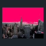 Red Pop Art New York City Poster Print<br><div class="desc">Red - Black & White New York City - Manhattan Skyscrapers Digital Art Image</div>