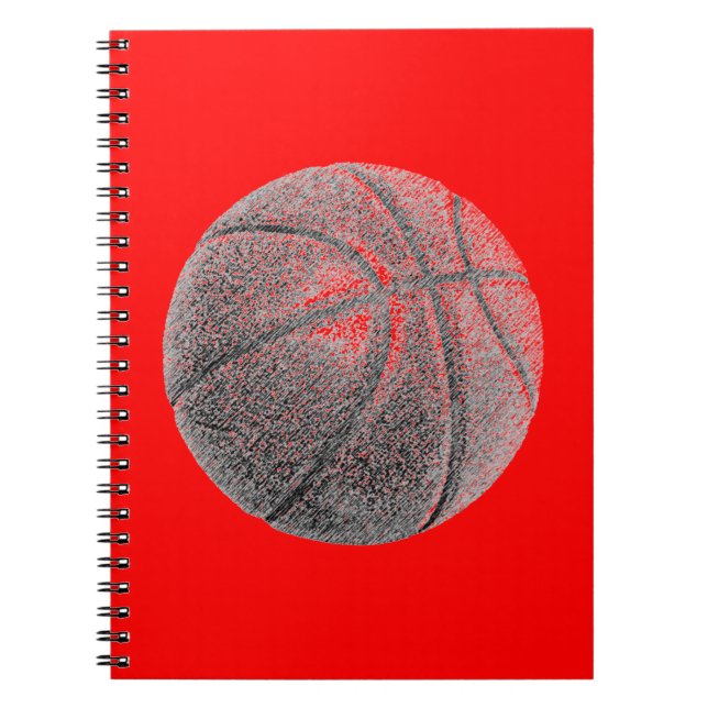 Red Pop Art Pencil Effect Basketball Notebook (Front)