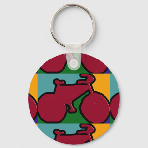 red pop bike silhouette key ring