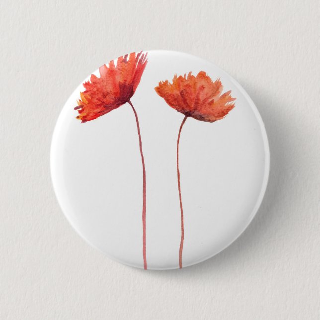 Red poppies 6 cm round badge (Front)