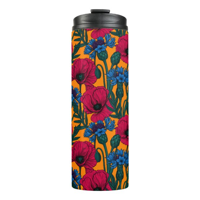 Red poppies and blue cornflowers  thermal tumbler (Front)