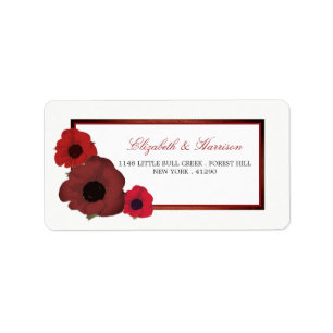 Red Poppies and Burlap Wedding Label