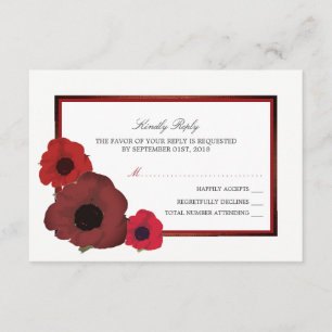 Red Poppies and Burlap Wedding RSVP Card