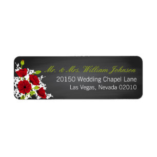 Red Poppies and Chalkboard Wedding Label Return Address Label
