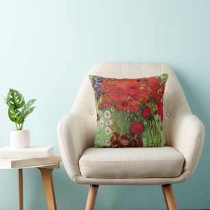 Red Poppies and Daisies by Vincent van Gogh Cushion