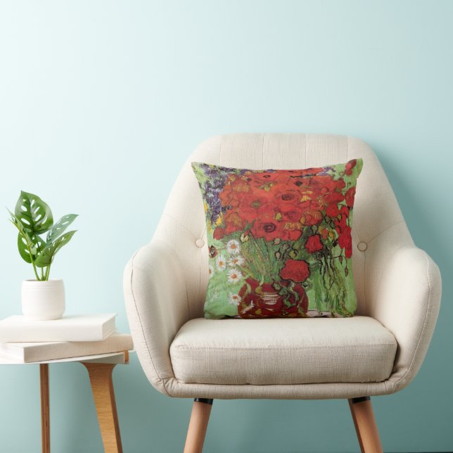 Red Poppies and Daisies By Vincent Van Gogh  Cushion (Chair)
