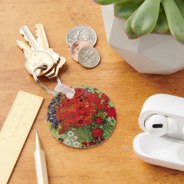 Red Poppies and Daisies by Vincent van Gogh Key Ring (Desk)