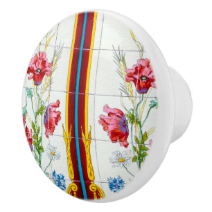 Red Poppies and Daisies Ceramic Pull