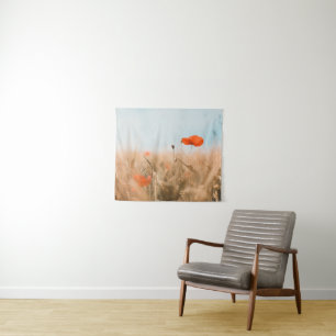 Red Poppies and Gold Barley Tapestry