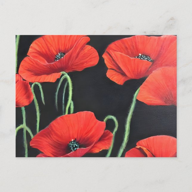 Red Poppies art painting Postcard (Front)