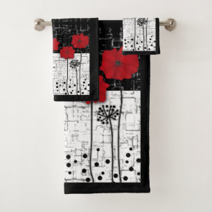 Red poppies  bath towel set