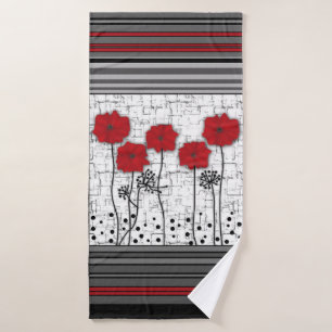 Red poppies  bath towel set