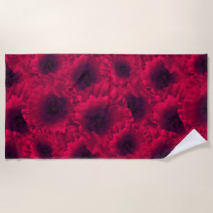Red poppies beach towel