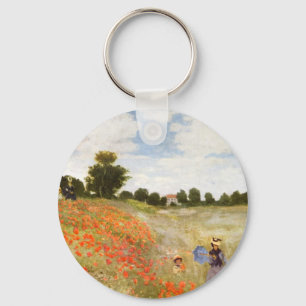 Red Poppies Blooming - Claude Monet Key Ring