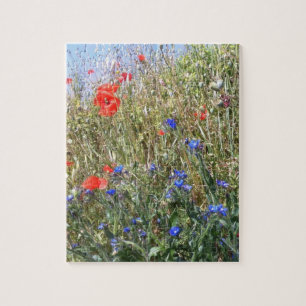 Red Poppies, Blue Flowers in France Jigsaw Puzzle
