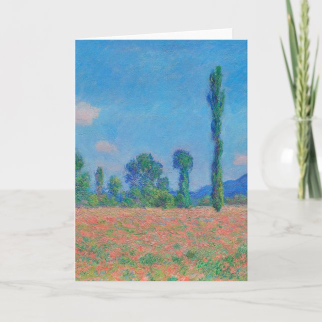 Red Poppies Blue Sky by Monet - Poppy Field Card (Front)