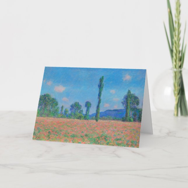Red Poppies Blue Sky by Monet - Poppy Field Card (Front)