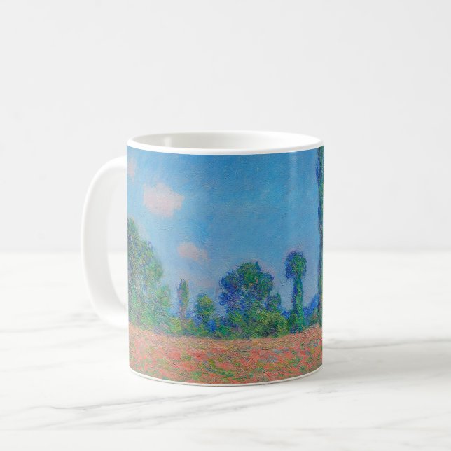 Red Poppies Blue Sky by Monet - Poppy Field Coffee Mug (Front Left)