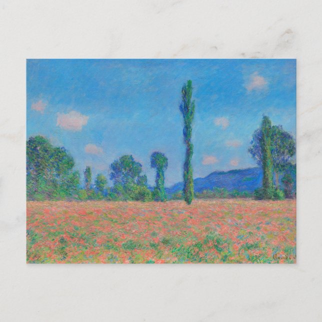 Red Poppies Blue Sky by Monet - Poppy Field Postcard (Front)