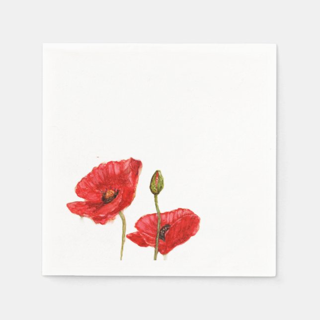 Red Poppies Bud Napkin (Front)