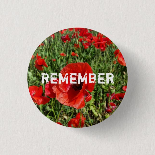 Red Poppies Button (Front)