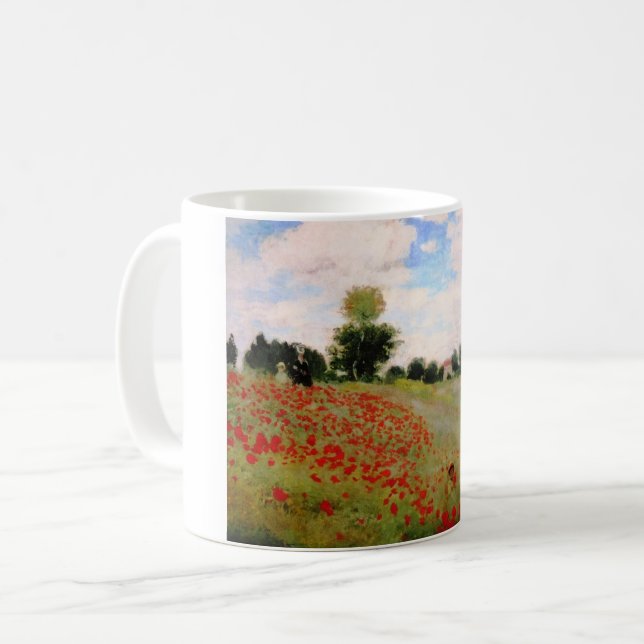 Red Poppies by Monet - Poppy Field Parasol Woman Coffee Mug (Front Left)