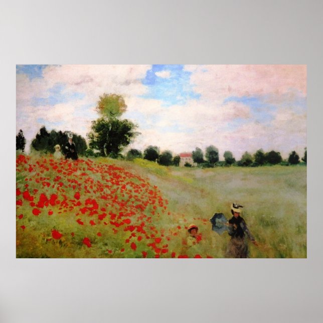 Red Poppies by Monet - Poppy Field Parasol Woman Poster (Front)