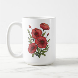 Red Poppies Ceramic Mug, (15oz) Coffee Mug