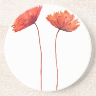 Red poppies coaster