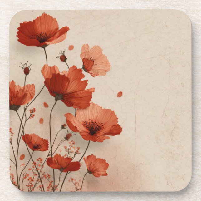 Red poppies coaster (Front)