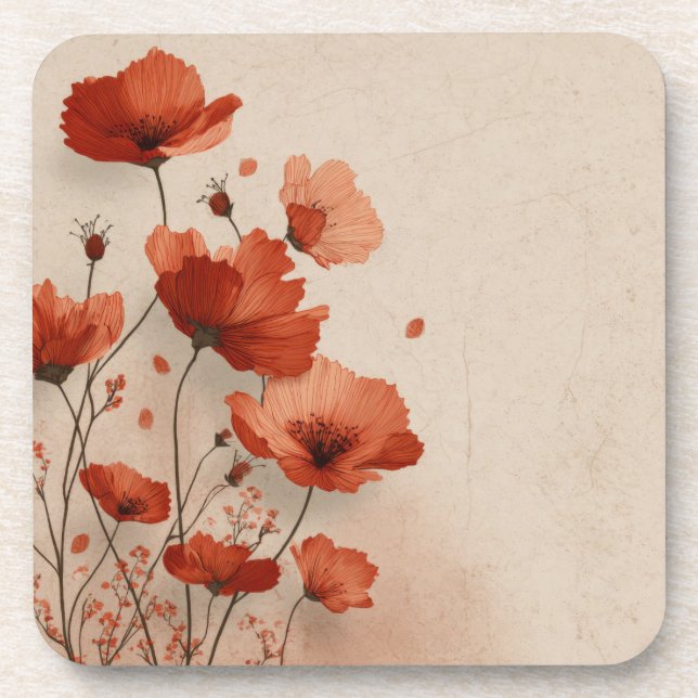 Red poppies.  coaster (Front)