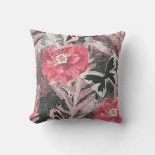 Red poppies.Colourful floral print. Cushion