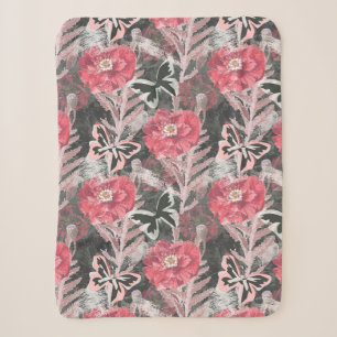 Red poppies.Colourful floral print. Sherpa Blanket