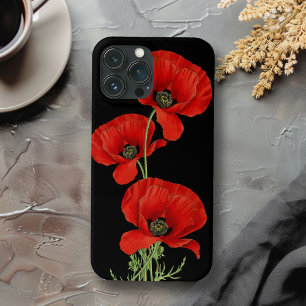Red Poppies Colourful Vintage Botanical iPhone 13 Pro Max Case