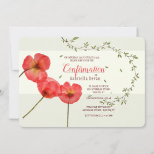 Red Poppies Confirmation Invitation