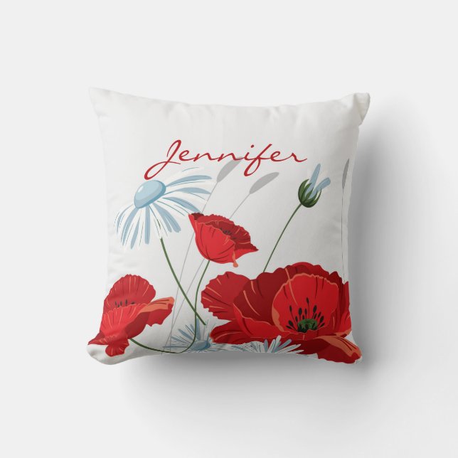 Red Poppies  Cushion (Front)