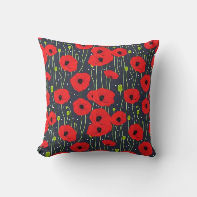 Red Poppies Cushion (Front)