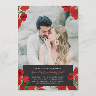 Red Poppies Custom Photo Wedding Invitation