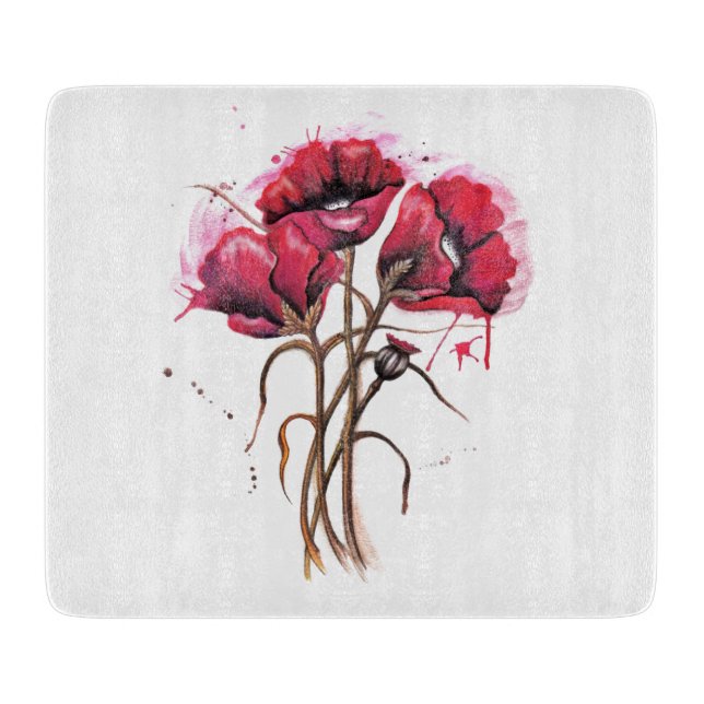 Red Poppies cutting board (Front)