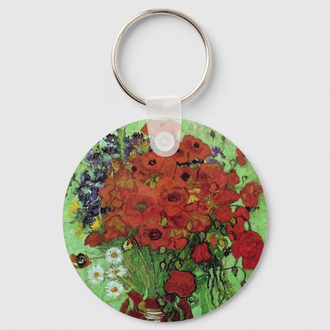 Red Poppies & Daisies (F280) Van Gogh Fine Art Key Ring (Front)