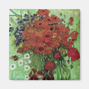 Red Poppies & Daisies (F280)Van Gogh Fine Art Magnet