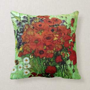Red Poppies & Daisies Van Gogh Fine Art Cushion