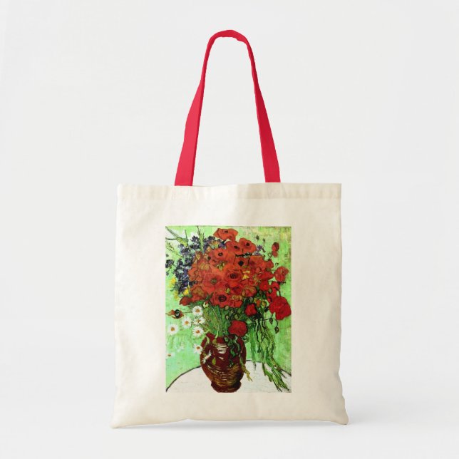 Red Poppies & Daisies Van Gogh Fine Art Tote Bag (Front)