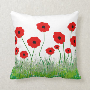 Red Poppies Decorative Pillow