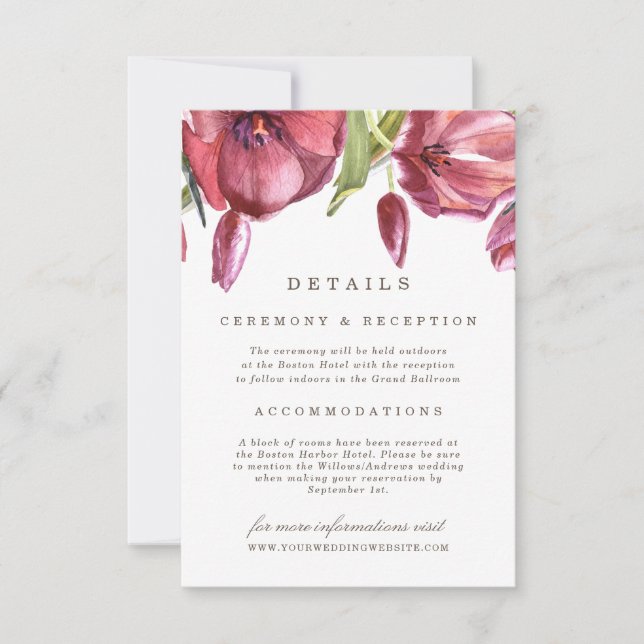 Red Poppies Elegant Formal Floral Wedding Details Invitation (Front)