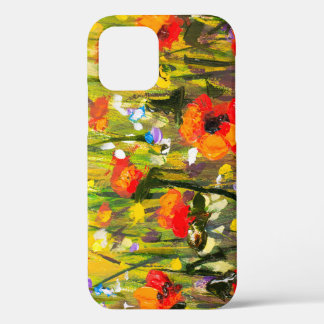 Red Poppies Field Abstract Painting iPhone 12 Case